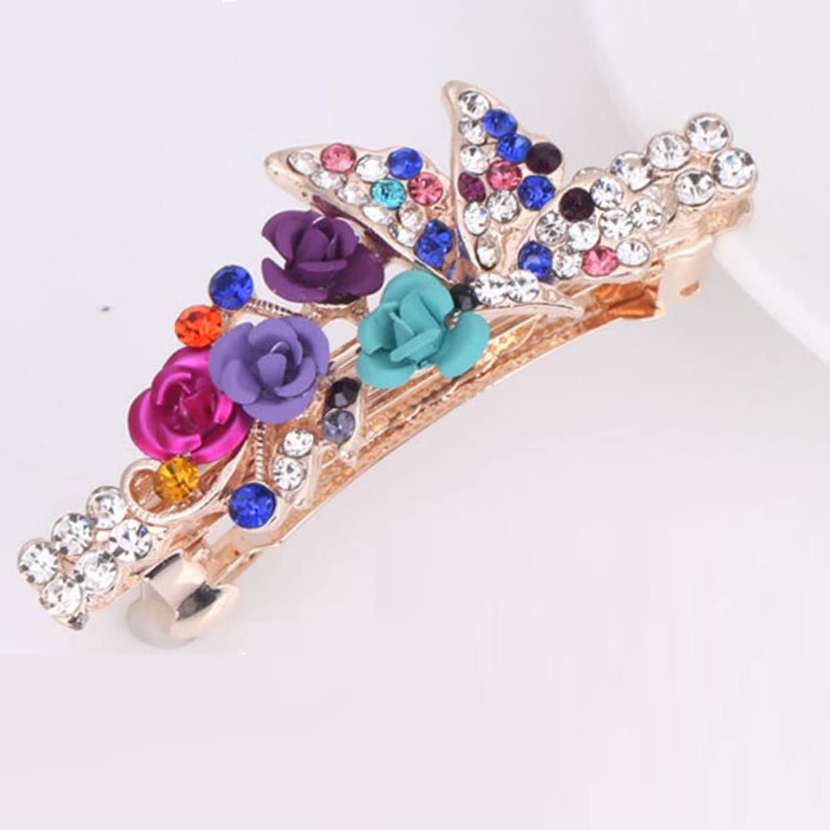 6 Pcs Metal Rhinestone Hair Clips Vintage Flower Barrette Nonslip Hair Accessori Exquisite Crystal Rhinestone Hair Claw Clips - Set of 6  main image 3