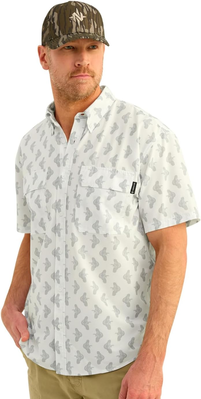 Nomad Men's Huntley Short Sleeve Button Down Hunting Lifestyle Shirt, White, Large