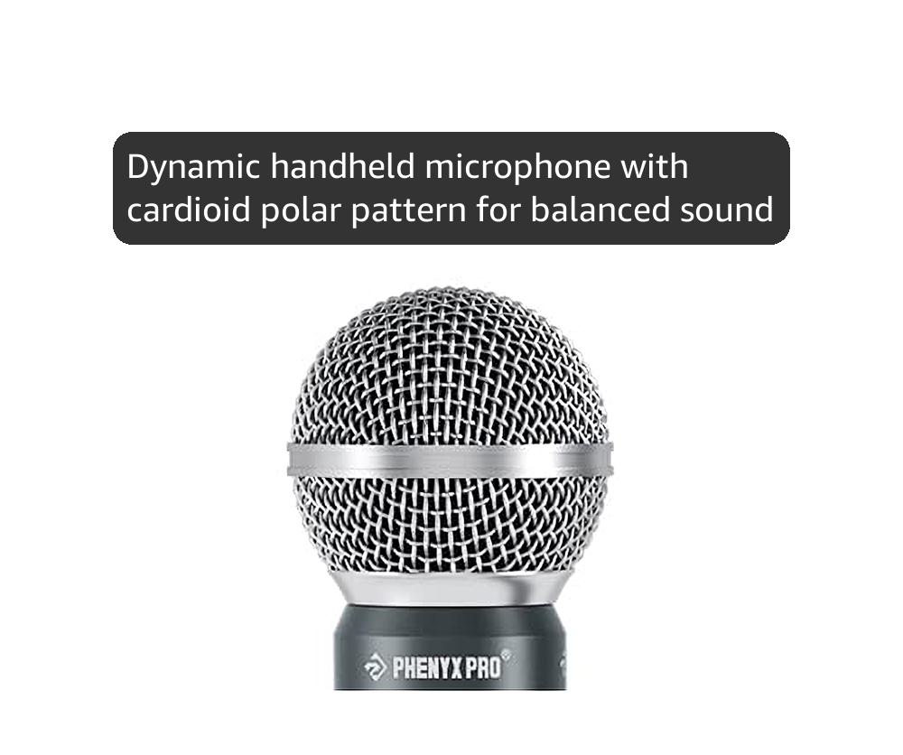 Phenyx Pro Wireless Microphone System, Quad Channel Wireless Mic, w/ 4x40 UHF Frequencies, Auto Scan, 328ft Long Range, 4 Handheld Dynamic Microphone for Singing, Church, Karaoke (PTU-7000-4H)