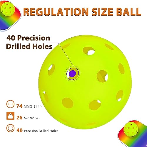 Miniatura 4 de Outdoor Pickleball Balls Set, USAPA Approved, 40 Hole, High Bounce True Flight, Durable for All Skill Levels