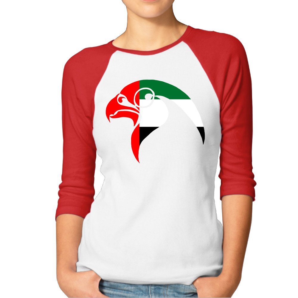 ReBorn Women UAE Peregrine Falcon Round Collar Raglan T-shirt Red S