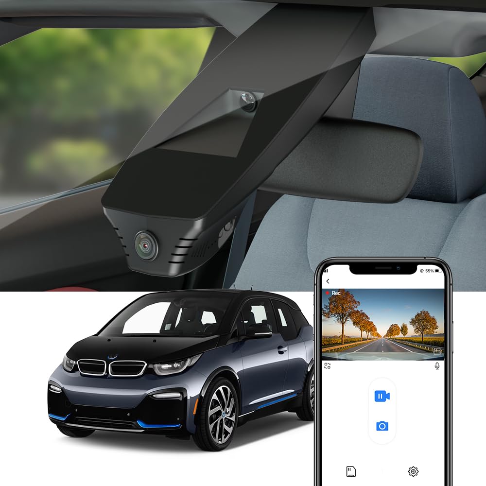 Fitcamx Dashcam 4K Compatible avec BMW i3 2018-2021 94Ah 120Ah (HD2-D6400, Length 35cm), OEM Caméra de Voiture 2160P UHD Video WiFi, G-Senseur, Enregistrement en Boucle, WDR, Plug & Play, Carte 64Go
