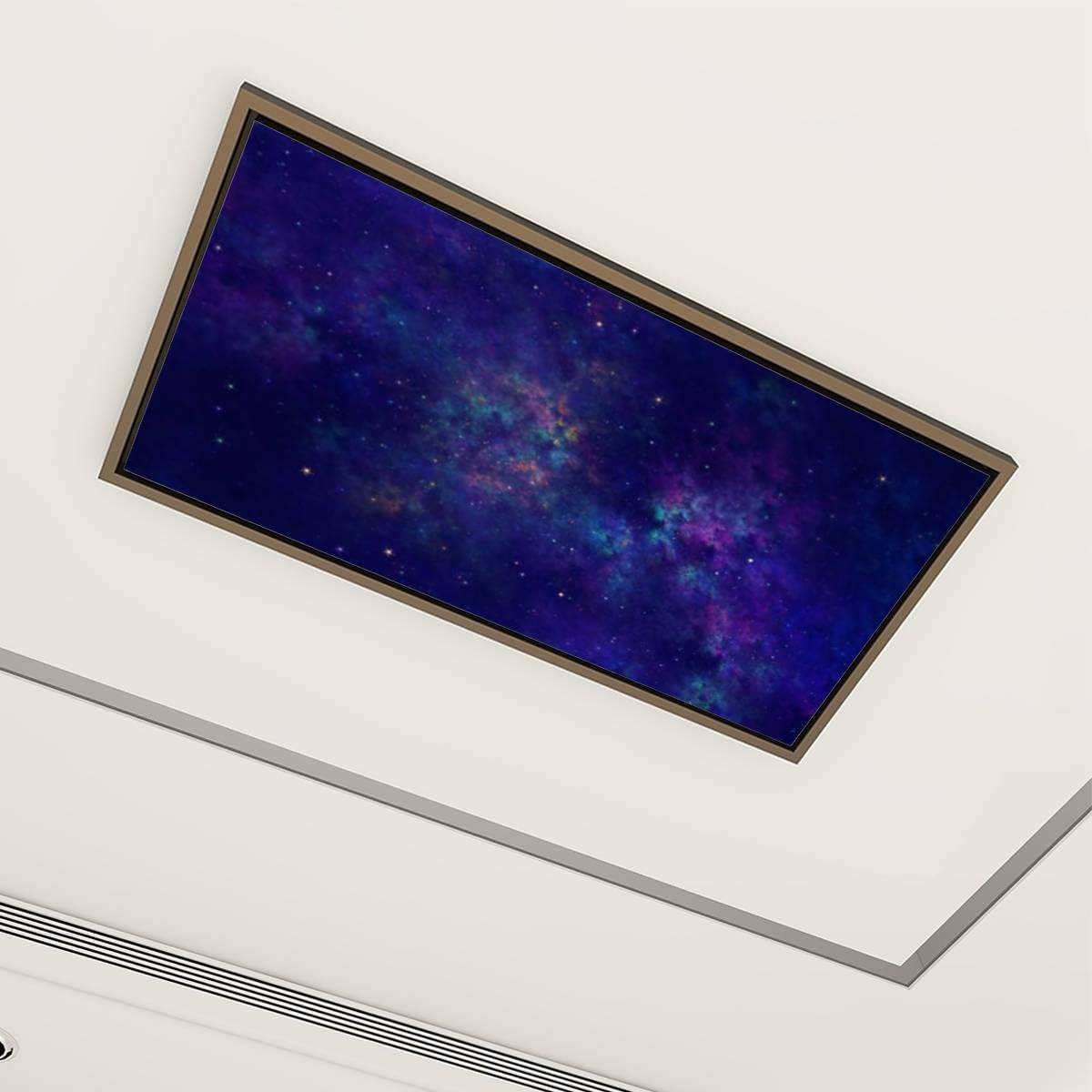 Decorative Fluorescent Light Covers for Ceiling Lights 4 Packs Outer Space Colorful Nebula Star Field Night Sky Cloud Milky Way Fluorescent Light Covers Magnetic for Classroom Office Home 4x2ft