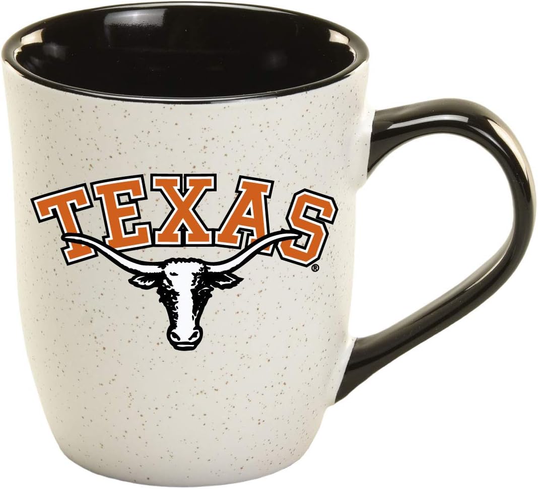 Texas Longhorns Ceramic 16oz Granite Mug – Official Team Logo Coffee Cup with Colored Interior and Handle – Handwash Recommended – Individually Boxed