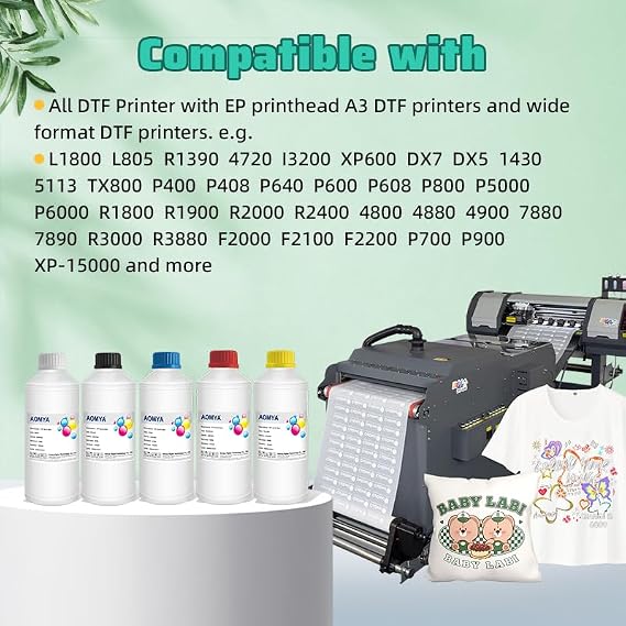 Aomya DTF Ink 500ml DTF Transfer Ink for PET Film Premium DTF Ink for Epsn L1800,L805,ET-8550,R2400,P400,P800,P600,DX5,XP600,XP15000 prinetrs (1.1LB,DTF Ink Yellow)