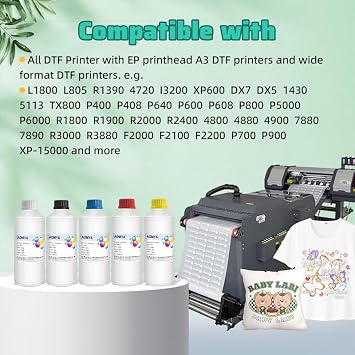 Aomya DTF Ink 500ml DTF Transfer Ink for PET Film Premium DTF Ink for Epsn L1800,L805,ET-8550,R2400,P400,P800,P600,DX5,XP600,XP15000 prinetrs (1.1LB,DTF Ink Yellow)