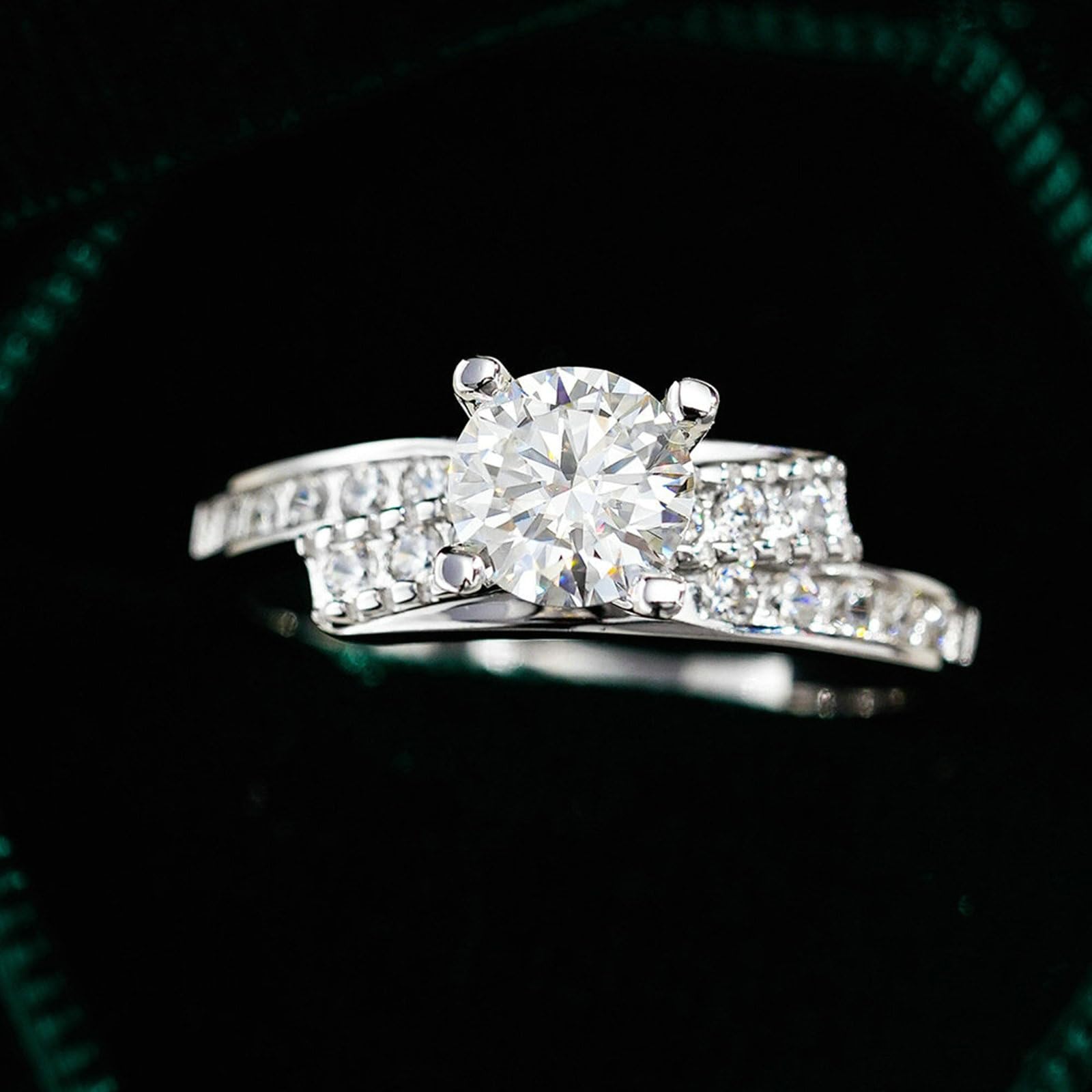 Moissanite pierścionek zaręczynowy, białe złoto, 0,5 ct, pierścionek zaręczynowy, prawdziwe złoto, elegancki pierścionek dla kobiet