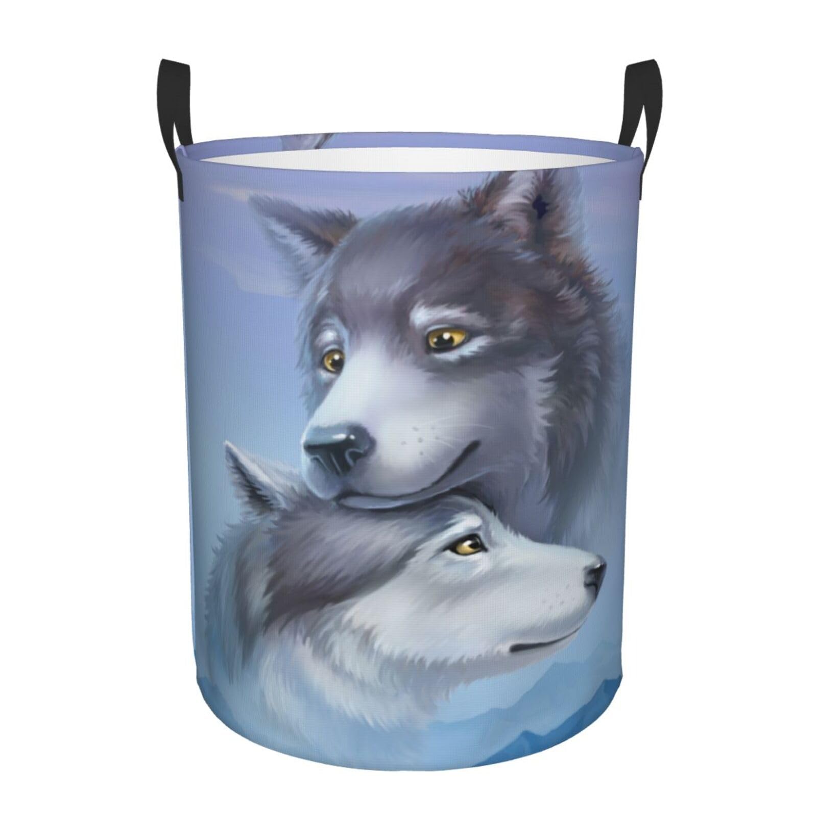 Laundry Basket Wolf Laundry Hamper Waterproof Idea Hampers Large Collapsible Baskets with Handle Suitable for Bedroom Bathroom Utility Room Kitchen