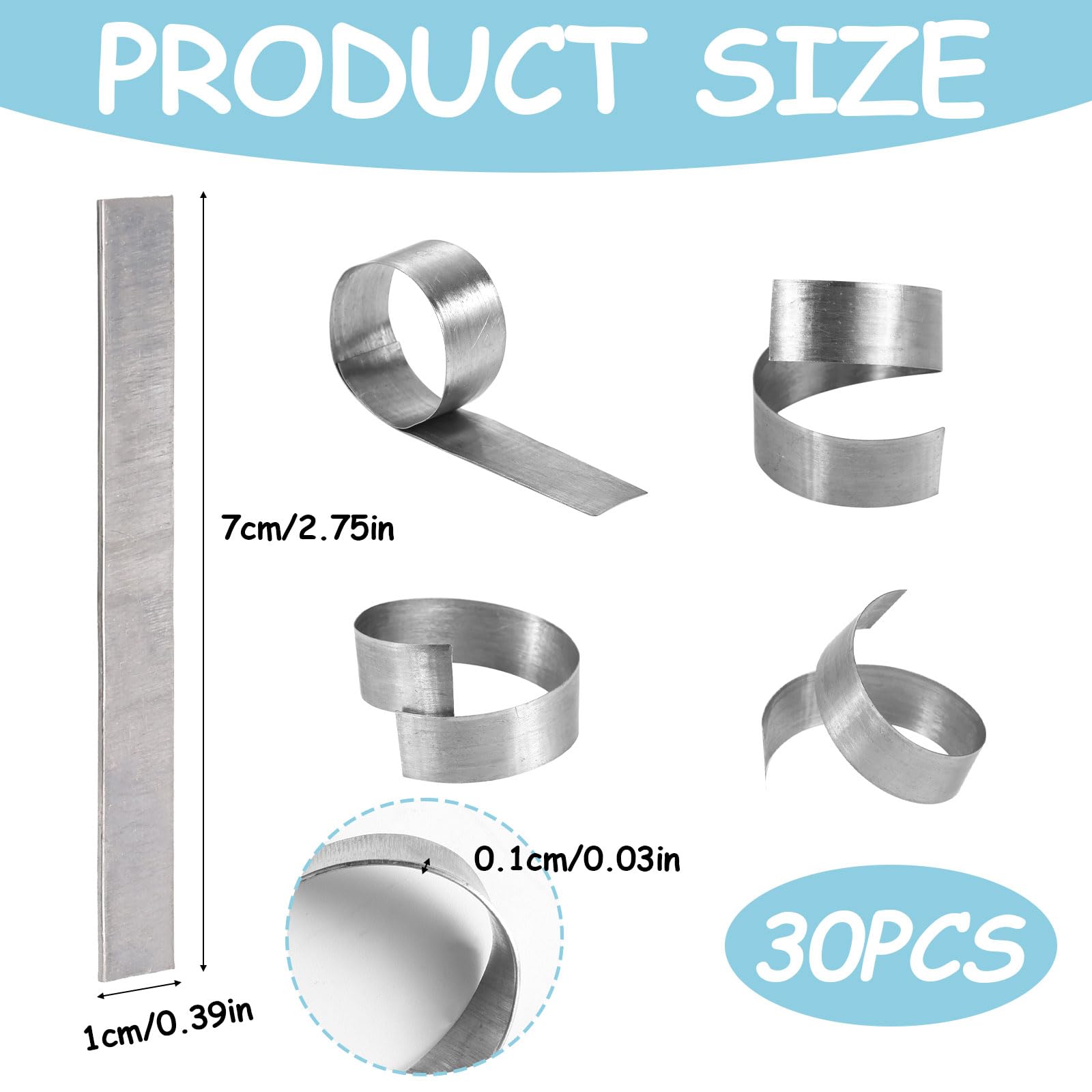 XIHIRCD 30pcs Aquarium Plant Weights: 7x1cm/2.76x0.39in Silver Metal Plant Anchors for Ponds Aquarium Prevent Plants Floating - Image 2