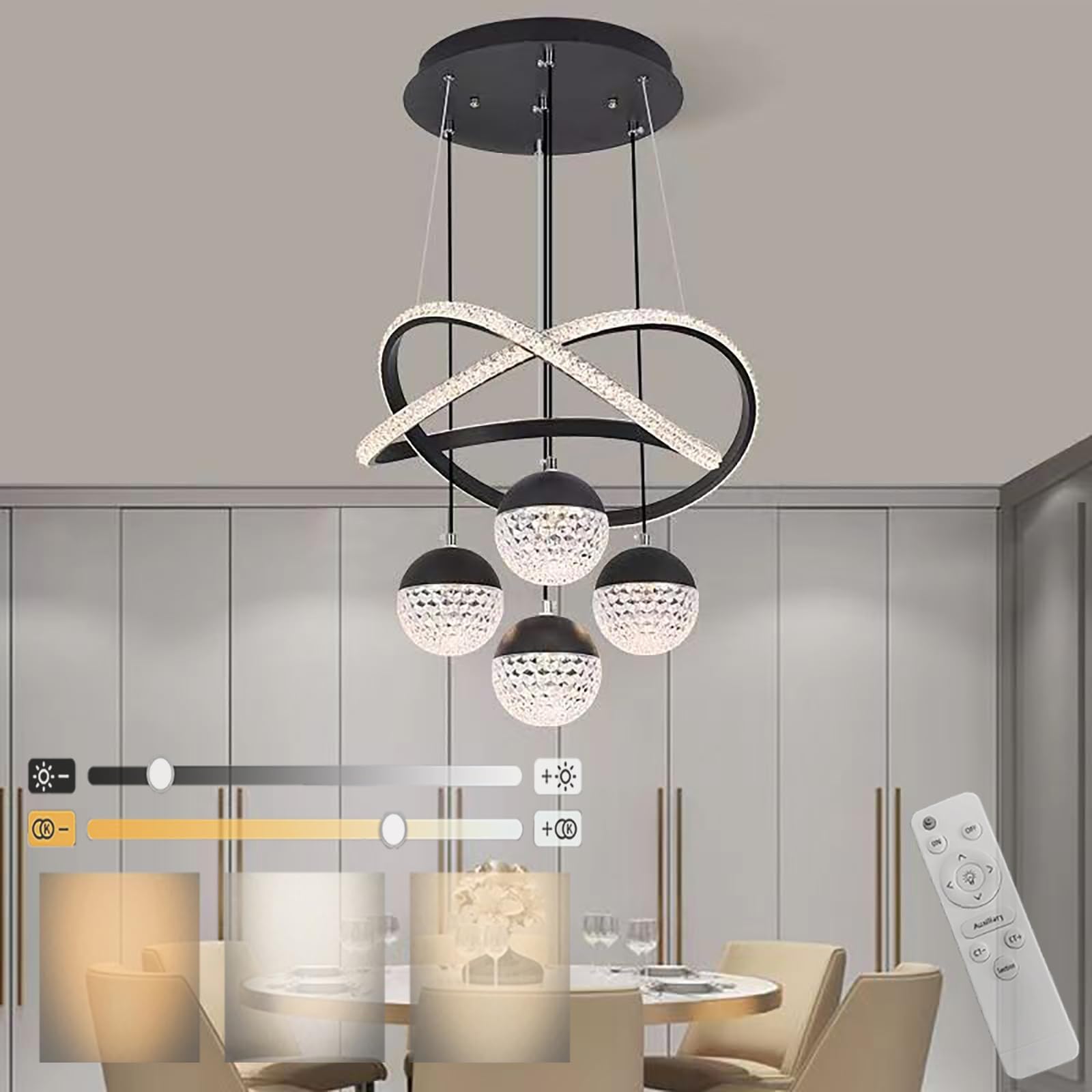 Lámpara colgante moderna regulable led para sala de estar y cocina 8