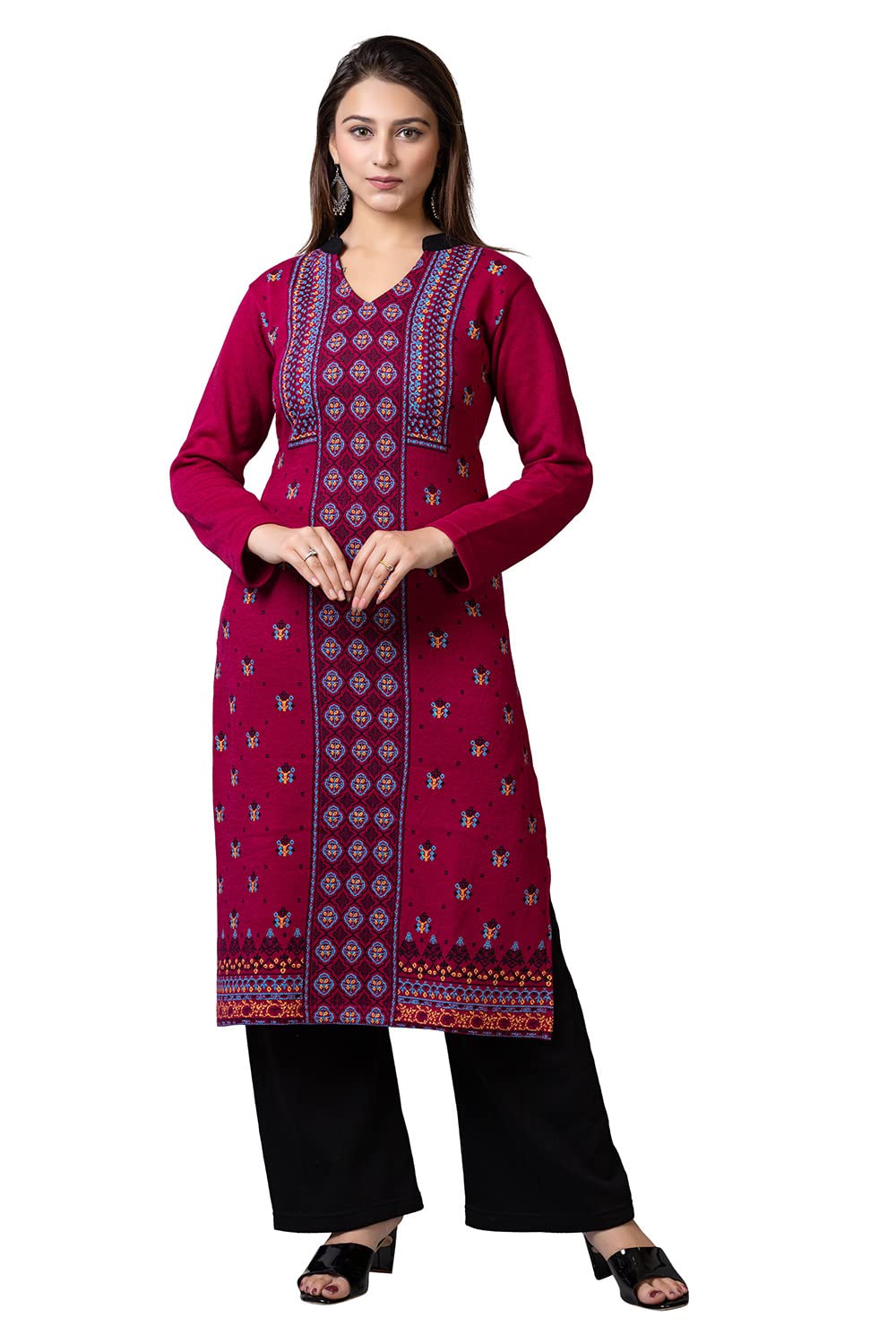 ColorChakra Winter Kurta for Women Wool Kurti Womens Winters wear Woollen