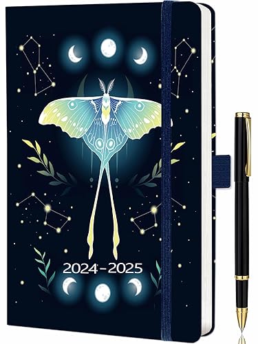 2024-2025 A5 Academic Diary 18-Month Week to View Planner with Monthly Tabs, Pen Loop, and Inner Pocket - Weekly &amp; Monthly Organizer (8.5 x 5.9 inch) Black-1