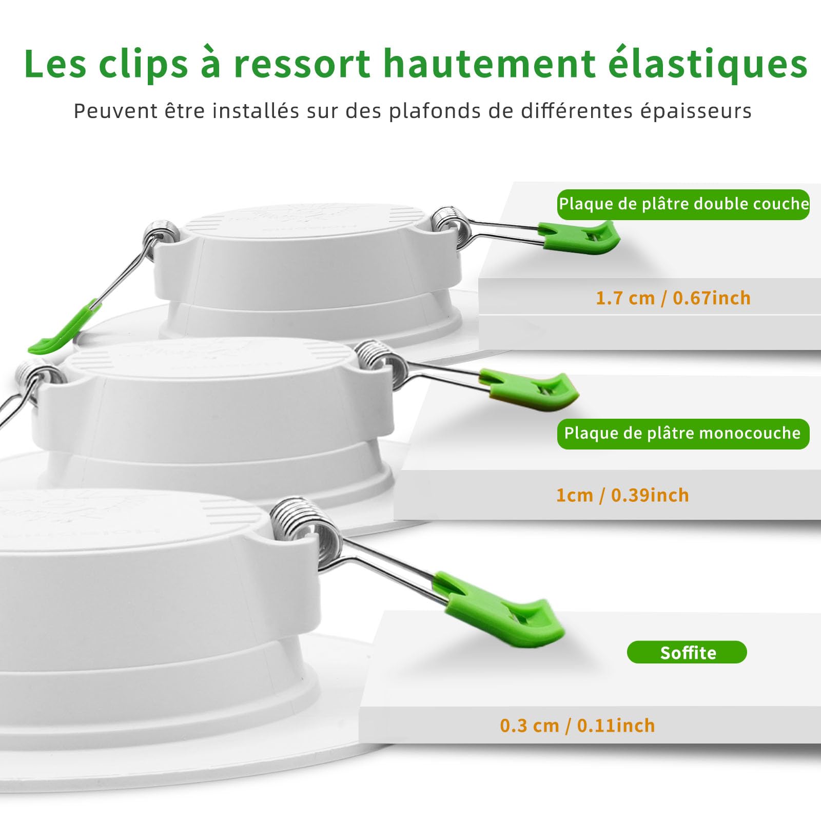 Spot LED Encastrable Extra Plat Blanc Neutre 4000K, IP44 Spot Salle de Bain 5W 450LM, Spots Encastrés LED Diamètre 70-90MM, AC220-240V, Lot de 10