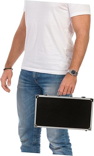 Miniatura 8 de VILLCASE Portable Aluminum Alloy Toolbox with Slide Lock Large Capacity Medicine and Instrument Case with Handle for Home Garage Workshop Storage