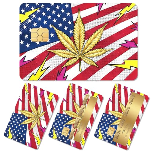 4Pcs Gold Leaf Credit Card Skin Cover Debit Card Sticker,Personalized Decal for Bank Cards,Waterproof Cover Icon for Bank Cards,Stocking Stuffers for Nature Lover,Luxury Golden Gift for Women Men