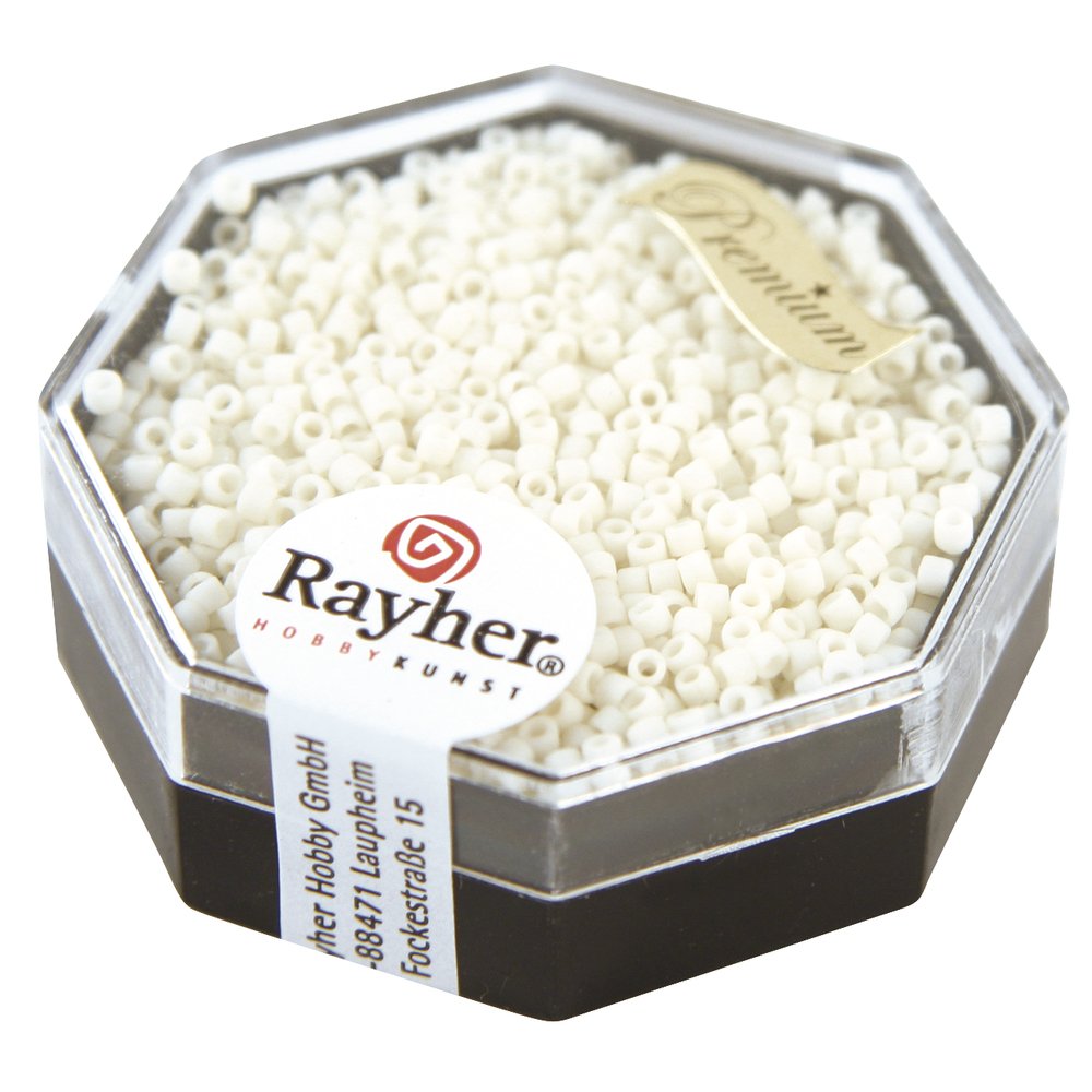 Rayher 14764102 Delica Seed Beads 1.6mm Diameter 6g Tub White