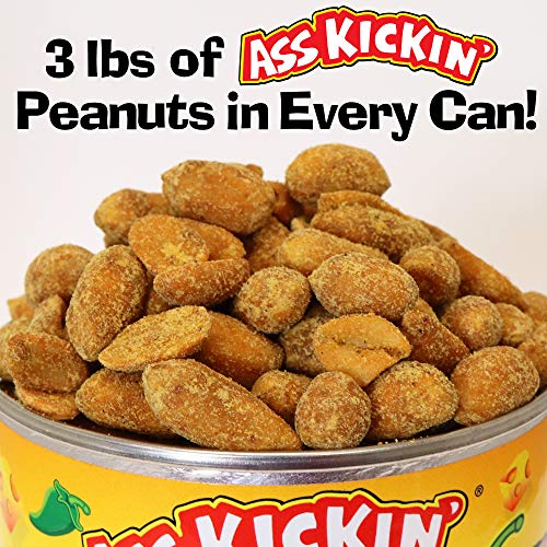 Ass Kickin’ Jalapeno Cheddar Spicy Hot Peanuts – 3 Lb Can - Ultimate Gourmet Gift Spicy Peanuts - Try If You Dare! #TOP2