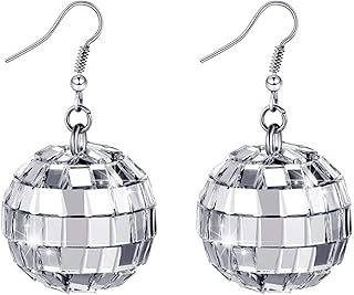 Disco Ball Earrings for Women Mirror Ball Earrings 60s 70s Disco Earrings Halloween Party Costume Accessories for Women and Girls…