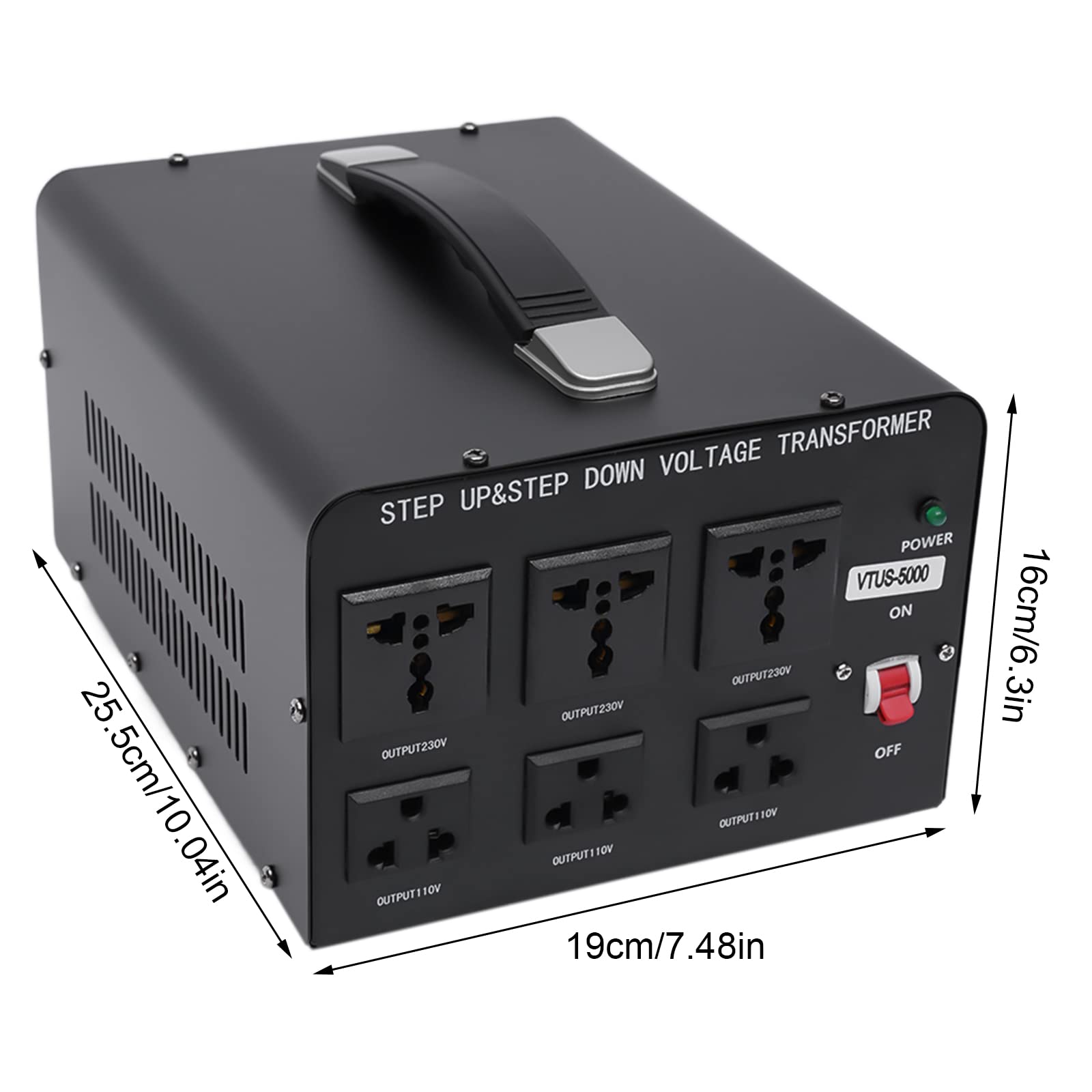 5000W Voltage Converter Transformer Heavy Duty Step Up/Down Convert from 110-120 Volt to 220-240 Volt and from 220-240 Volt to 110-120 Volt with Circuit Breaker Protection