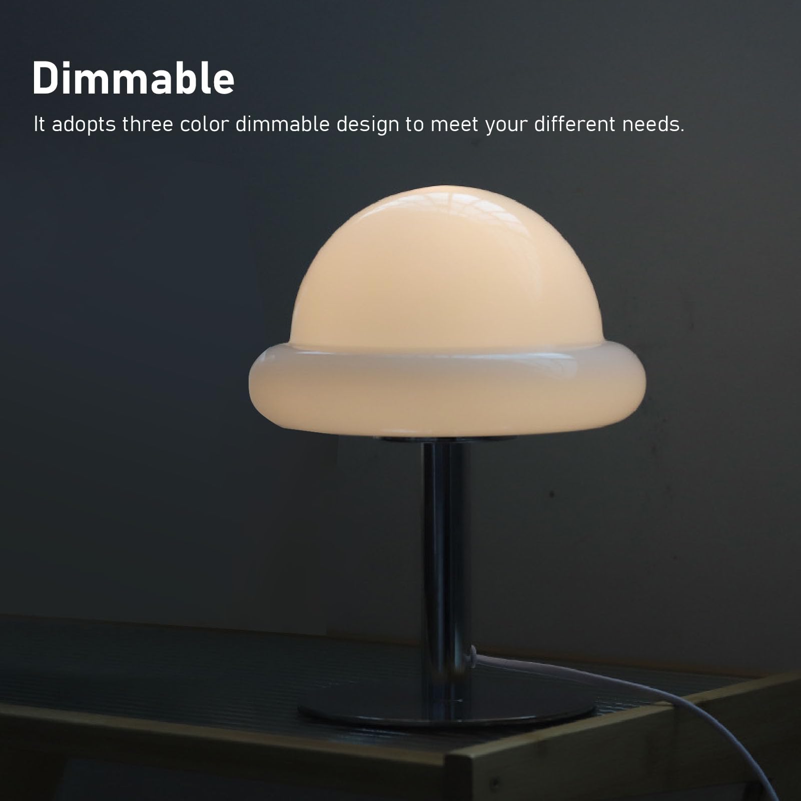Simpatica Lampada da Tavolo a Forma di Fungo, Lampada da Scrivania a Risparmio Energetico Dimmerabile a 3 Colori con Luce Calda, per Luce Notturna da Comodino (Beige)