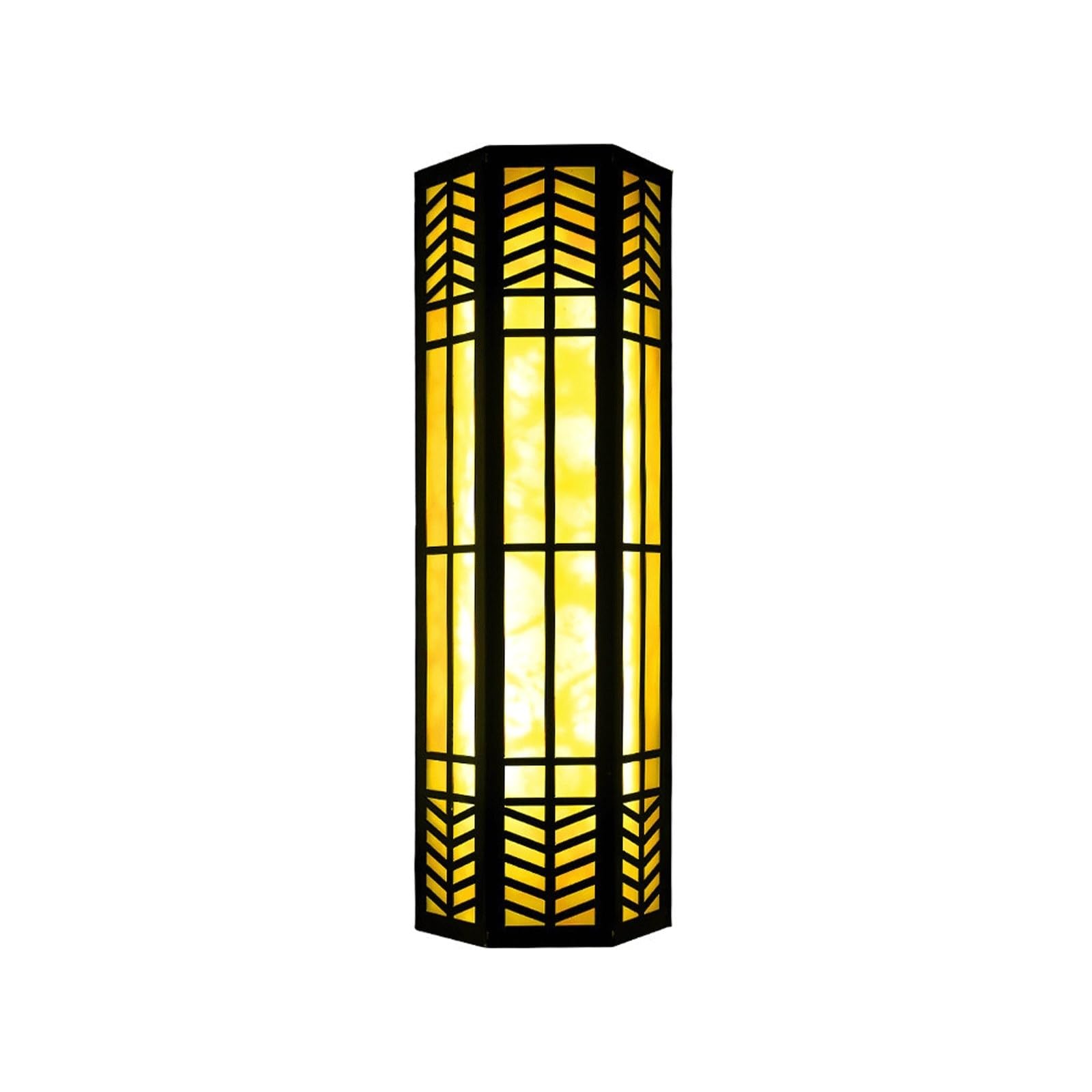 OZBMA Outdoor Wall Light, Black Galvanized Steel Lamp with Faux Stone Shade, Geometric Exterior Sconce, Waterproof Lantern for Porch, Garden, Patio, Villa, Facade Cottage