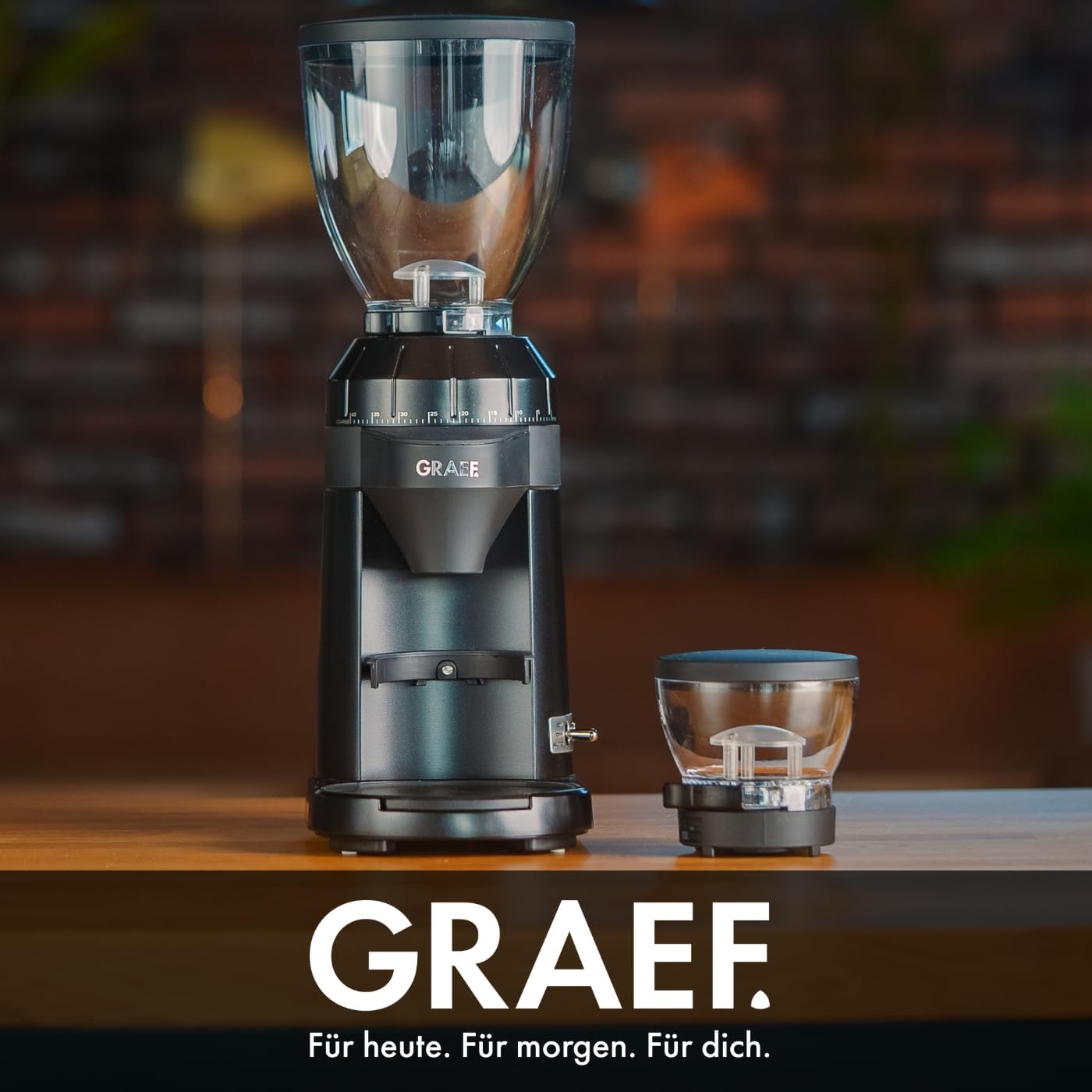 GRAEF Macinacaffè elettrico EliteGrindX CM8002, macinacaffè a cono in acciaio inox, portafiltro, illuminazione LED, macinatura pulita, nero opaco