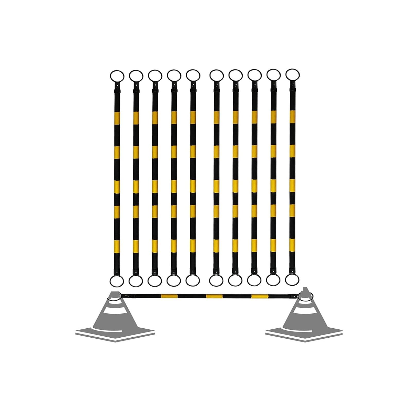 SGKOMN Adjustable 4ft-6ft Telescopic Traffic Cone Bar - Retractable Reflective PVC Crossbar for Safety - 20PCS Yellow Traffic Control Solution, Yellow 1.25m-2m(4.1ft-6.56ft)-15PCS