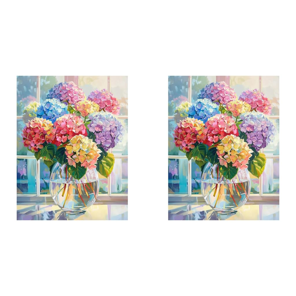 HASTHIP Diamond Painting Kits for Adults Color Hydrangea 5D Art Beginner Kids DIY Full Drill Dots Crystal Craft Home Wall Decor Gifts No Frame 12x16 inch 2 PCS-picture-17