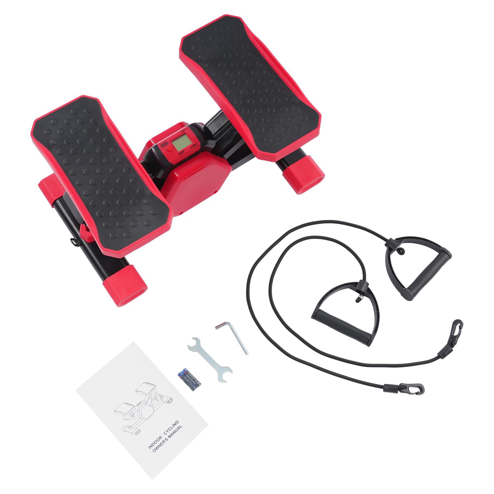 Stepper Fitness Casa Attrezzi Palestra Casa Glutei E Gambe Stepper Portatile con Corda di Trazione E Schermo LCD Black