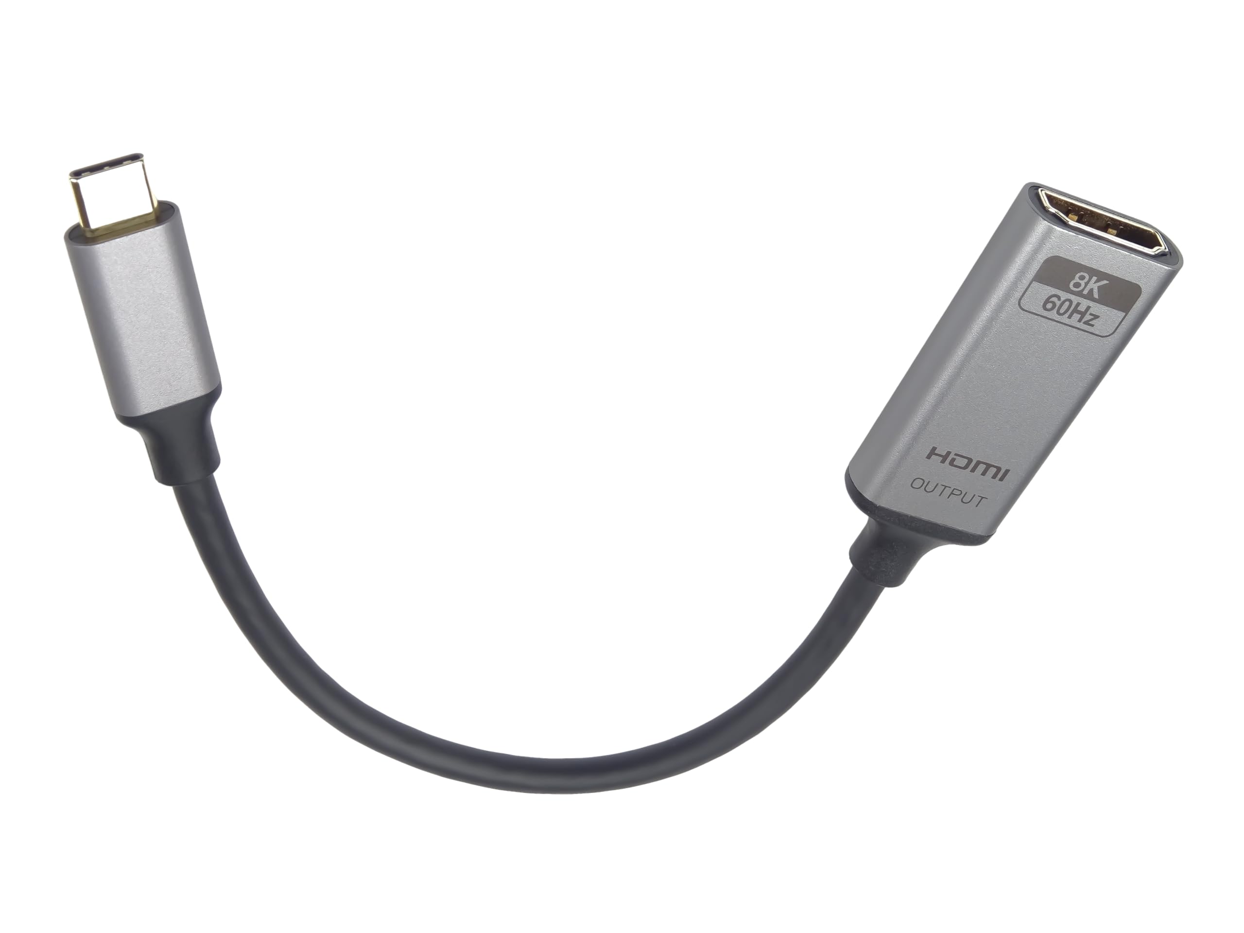 PremiumCord 8K USB-C to HDMI M/F Adapter, HDMI 2.1, UHD 8K 4320p 60Hz, 4K 2160p 144Hz, HDR10+, HDCP 2.3, 48Gbps, Aluminum Housing, Space Grey, 20cm