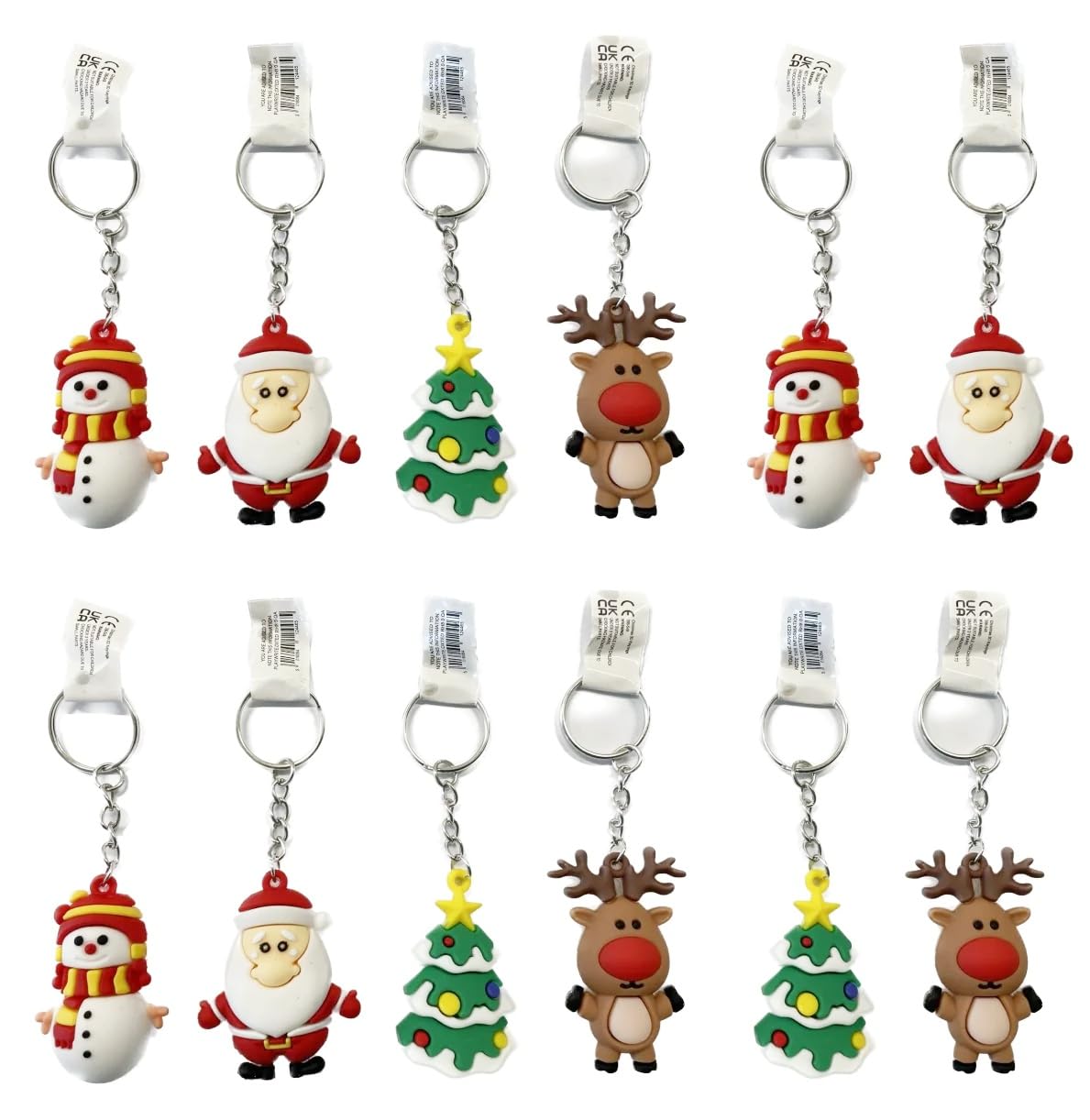 Anila's Christmas Keyrings. 4 Assorted Designs. Great for decorations, stocking fillers or party favours! (Pack of 12 Christmas Keyrings)