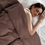 NEXHOME PRO Duvet Cover Queen Size, 100% Washed Cotton Linen Feel Textured Organic Natural Duvet Cover Set, 3 Pieces Bedding Set with Zipper Closure, Breathable, Soft, Dark Brown (No Comforter)