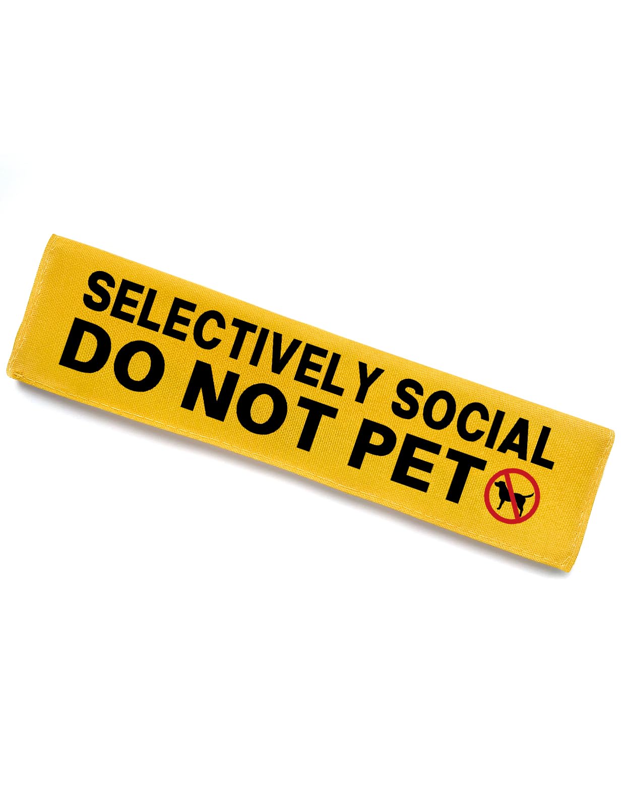 Selectively Social Dog Leash Sleeve - Funny Yellow Alert Hanging ID Patch Tag Do Not Pet Leash Sleeve