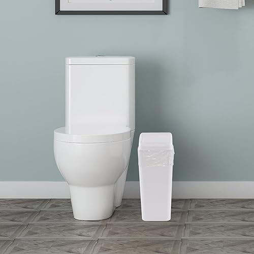 Miniatura 6 de Tstorage Bote de basura de plástico de 14 L bote de basura con tapa batiente 1 paquete