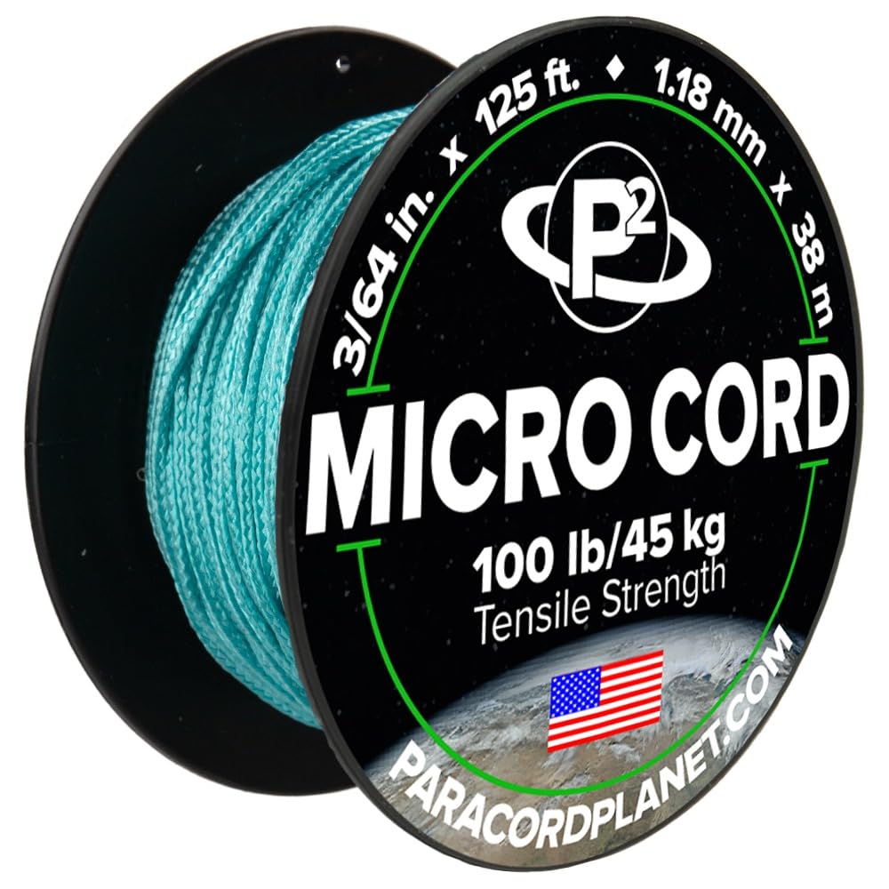 Paracord Planet Micro Paracord – Thin Braided Cord for Crafting, Fishing, and DIY Projects in 125 ft Spools – Turquoise — image 1
