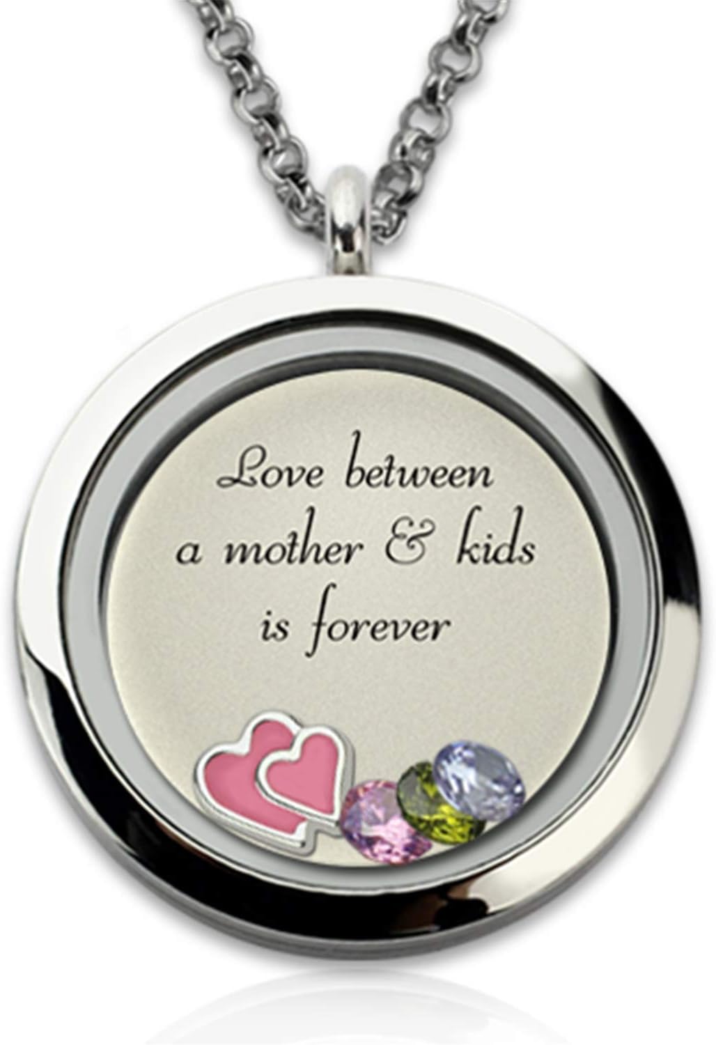 Getname Necklace Love Between a Mother and Kids is Forever Best Love 1-7 Birthstone Floating Living Memory Locket Pendant Necklace