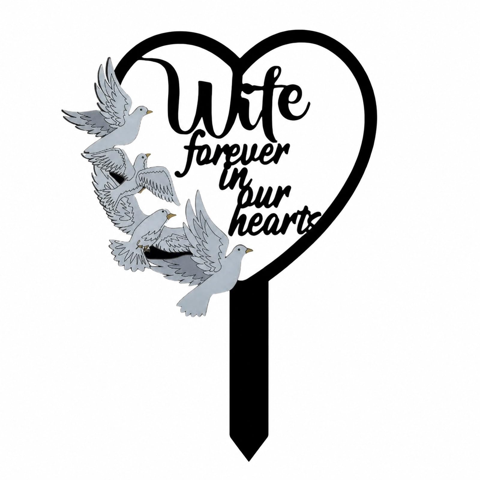 Vfrdsa Wife Memorial Stake - Grave Dove Decorations, Metal Waterproof Sympathy Marker for Cemetery Tombstone Memorial Garden, Memorial Gifts for Loss of wife Fade & Rust Resistant Grave Ornament — image 1