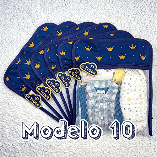 Saquinho Maternidade Tule Com Zíper 6x Peças Menino E Menina Temas 9 Cores (Branco Coração Modelo20)