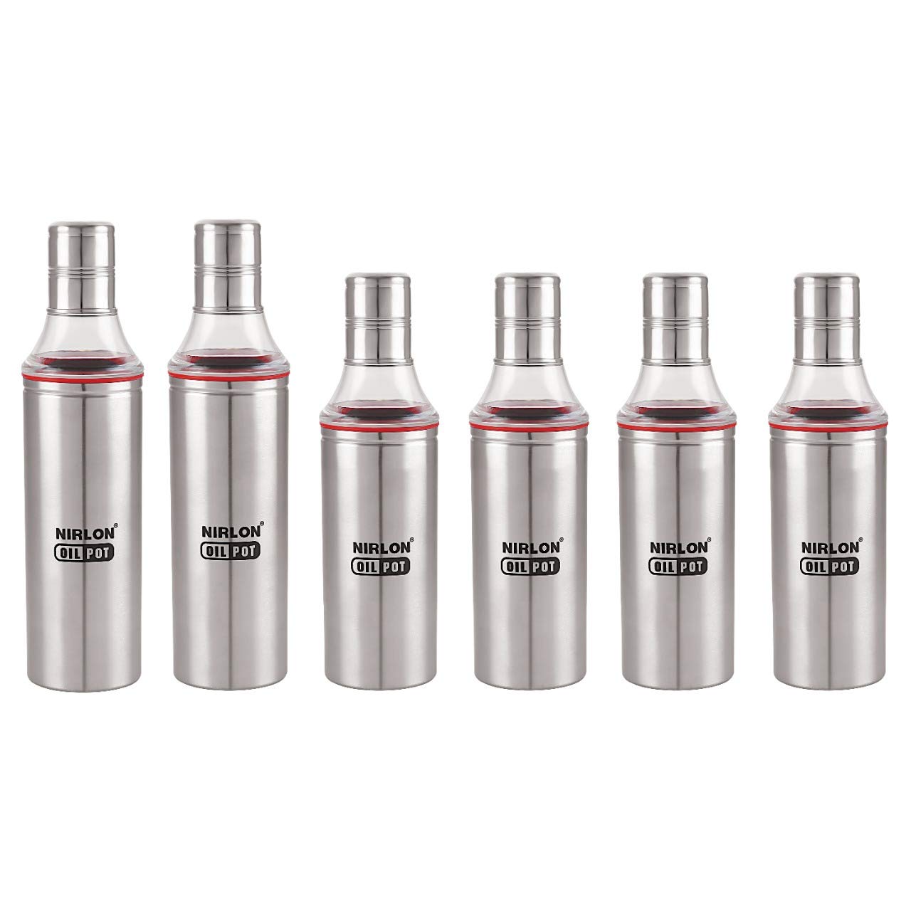 NIRLON Stainless Steel Oil Bottle Jar Dispenser, Set of 06,1000ML,800ML