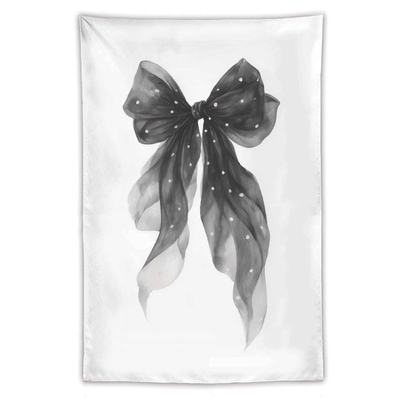 Jubonexis Watercolor Gauzy Flowing Black Polka Dotted Bow Tapestry Polyester Aesthetic Wall Hanging Bedroom Living Room Dorm Decor 40"x60"