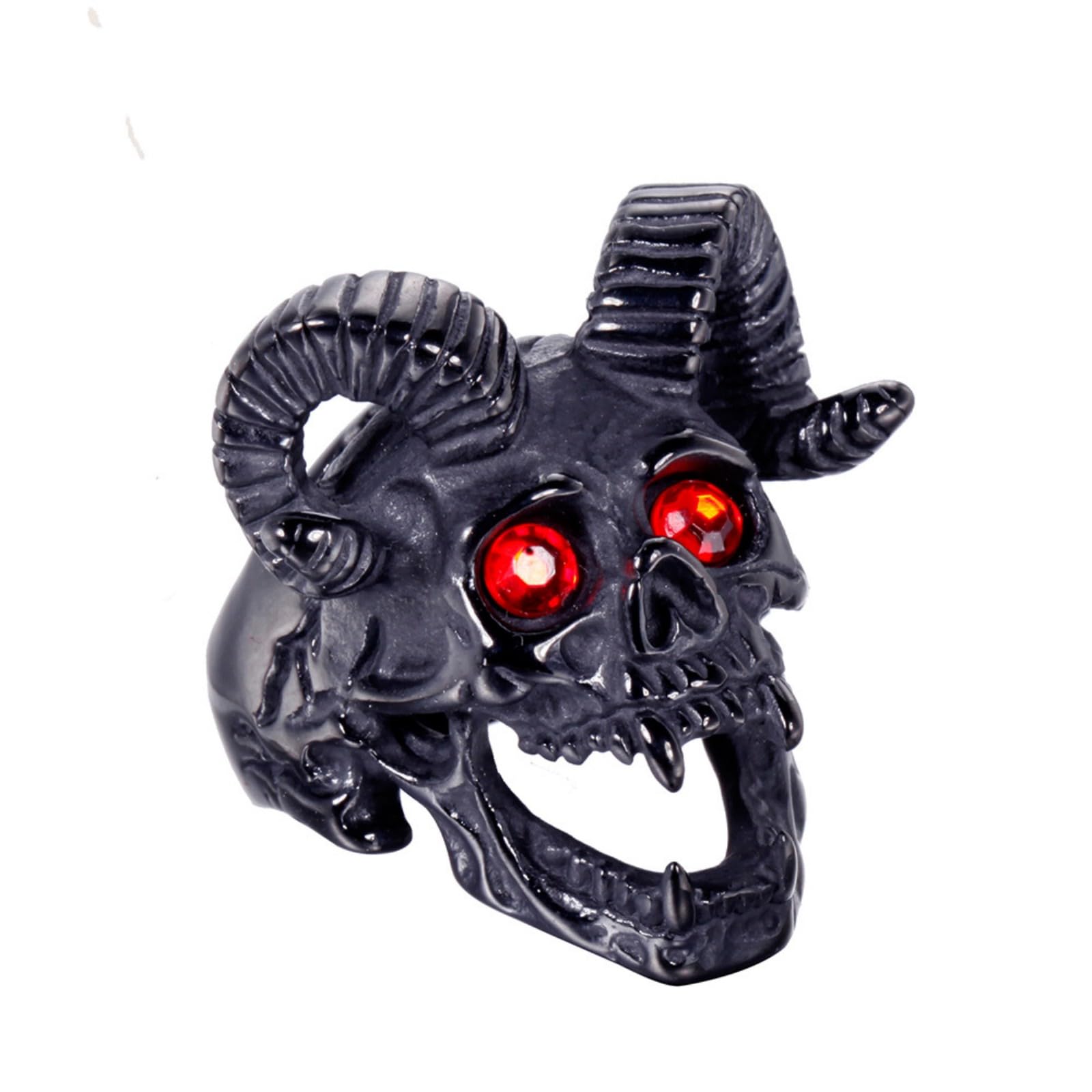 VHJdtE Rings, Titanium Steel Goat of Mendes Skull Ring for Halloween Cosplay & Gothic Outfits(O)