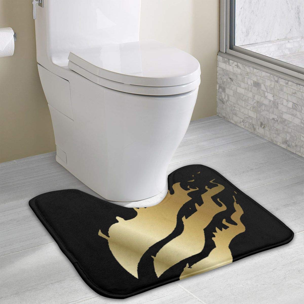 Pres-ton Fire Nation Gamer Flame Bath Rug U-Shaped Toilet Floor Rug Shower Mat Non Slip Bathroom Carpet 15.7"" X 19.3