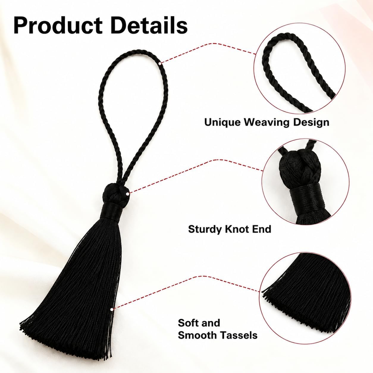 Bookmark Tassels, 100 Pcs Black Silky Floss Bookmark Tassels, Mini Tassel Bullk with Loops for DIY Crafts Book Mark Graduation Cap Dress Accessory Earring Jewelry Keychain Making Decorations Supplies