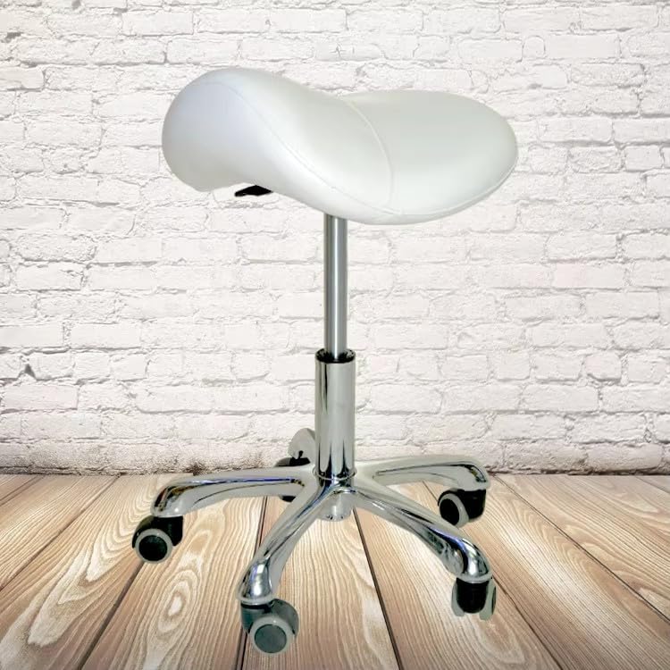BARBERPLAN Saddle Stool with Wheels, Ergonomic Stool with Swivel Rolling Height Adjustable for Salon, Massage, Clinic, Lab, Office