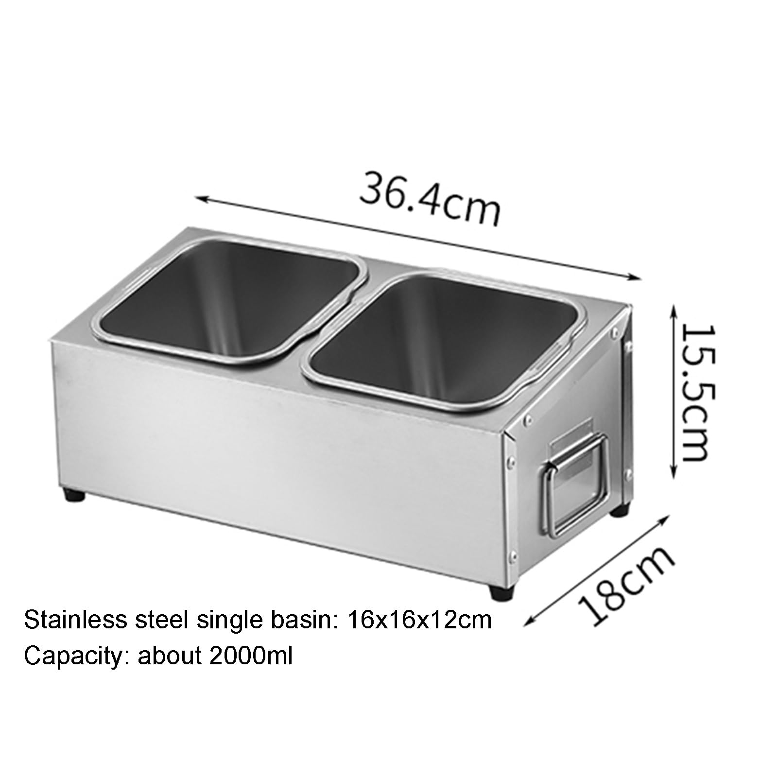 Juego De Especieros Comerciales De Acero Inoxidable Soporte Para Mostrador, Recipiente Para Alimentos Dispensador, Caja Organizadora Para Sal Azúcar Condimentos Y Frutas(Silver,36.4x18x15.5cm)
