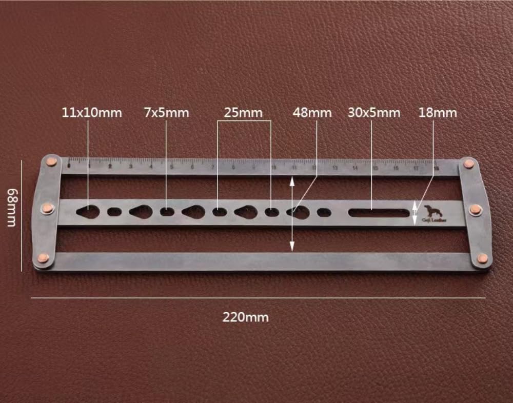 Steel Ruler for Leather Belt Punching Hole Positioning Ruler Assist Mark Hole Position Keep All The Holes in One Line（Drop）