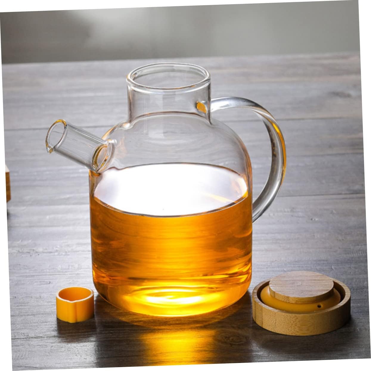 Oil Spray and Pour Bottle Oil Dispenser Bottle High Heat-resistant Glass Pot Wooden Lid