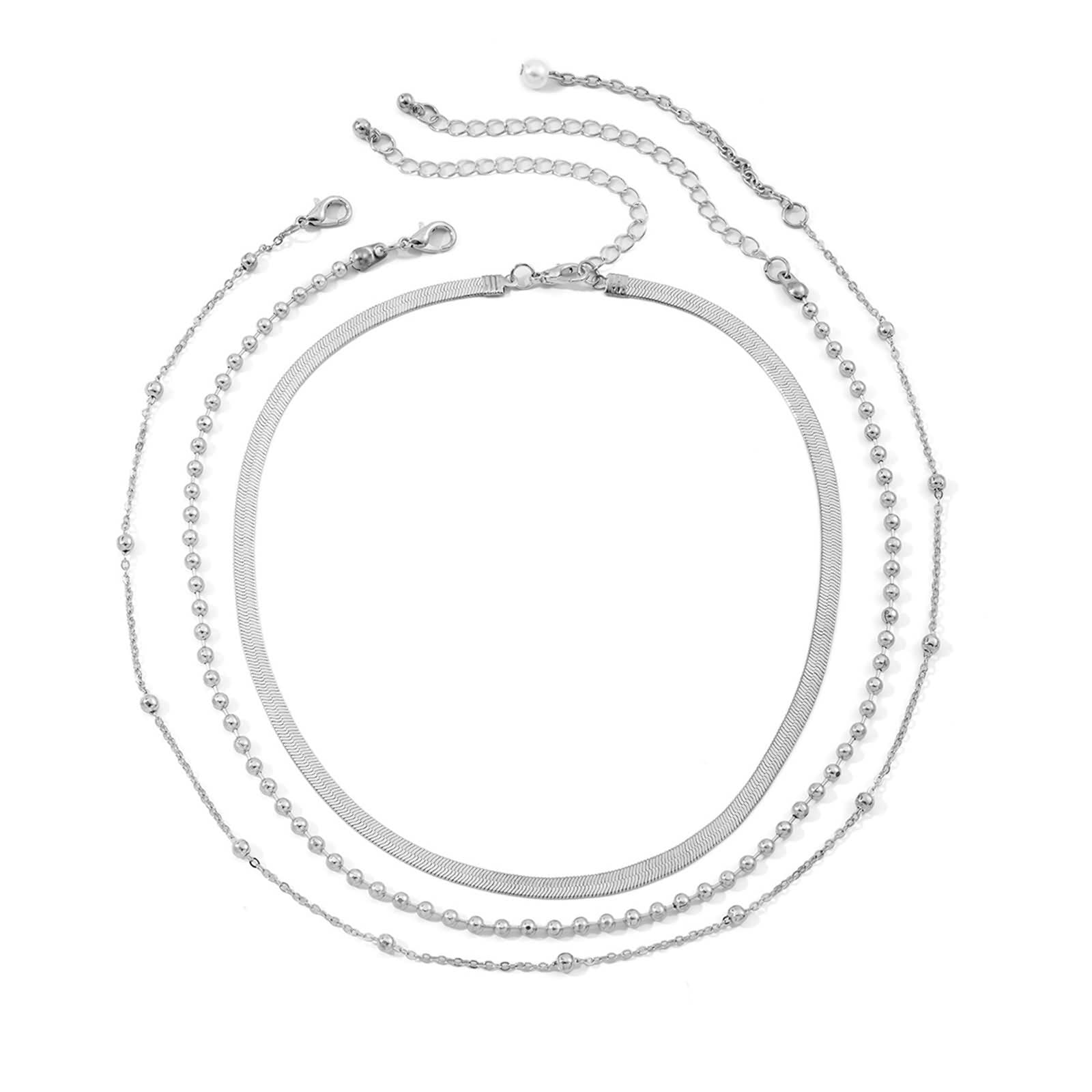 Aotiwe Multilayer Chain Necklaces for Women, Multi Chain Necklace for Women Bead Pearl Snake Chain Gifts for Women Necklace