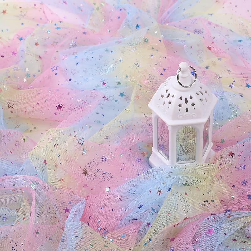 Herfair 2m Tüllstoff Regenbogen – 1,5 M Breit, Organza, Für DIY, Hochzeit, Partydekoration & Kostüme