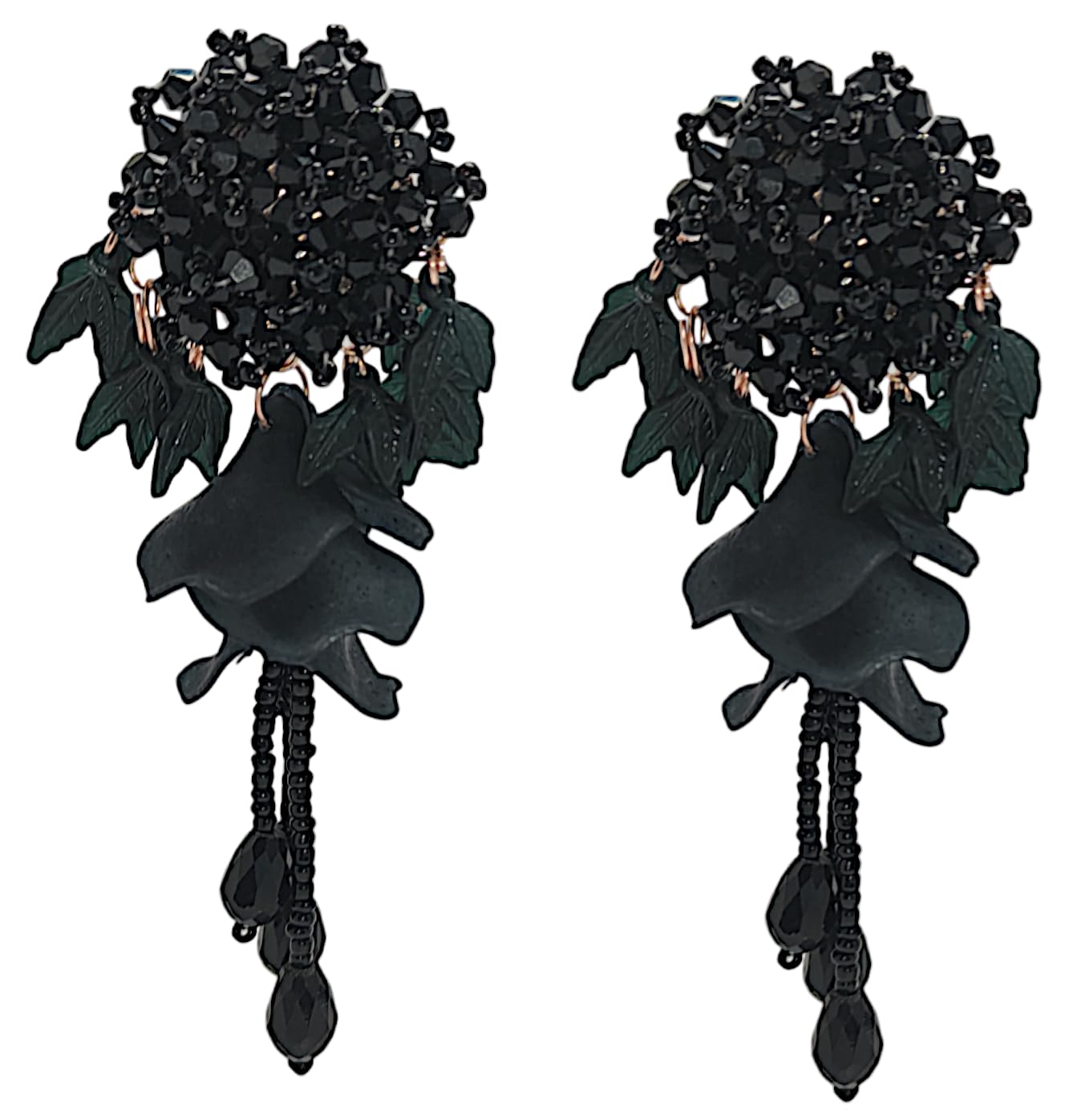 Dahlia Floral Drop Earrings || Dainty flower earrings || For Women and Girls || For birthday Partys || For Weddings || Gifts For Girlfriend || Gifts for women (BLACK) (B0D77NWY2B) Amazon Price History, Amazon Price Tracker